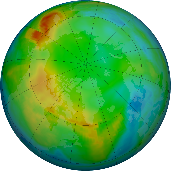 Arctic ozone map for 03 December 1986